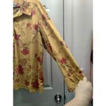 Caribbean Joe  Women's Size 2X Yellow Floral Long Sleeve Faux Suede Button Up Top Photo 2