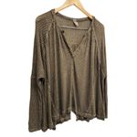 We The Free  Knit Oversized Sweater Size Extra Small V Neck Tan Black Slouchy Photo 5