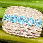 Sterling Silver Vintage  925 Signed Blue Topaz Slider Pendant 4.7g Photo 1