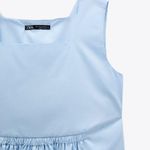 ZARA NWT Women  BLOGGERS FAV Cropped POPLIN Top Blouse Baby Blue XL Photo 6