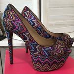 Betsey Johnson Bardot Pink Purple Zigzag Platform Heels 9.5 Photo 2