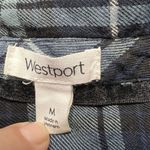 Westport ‎ Flannel Shirt Medium Blue Plaid With Embellishment Roll Up Sleeve Photo 5
