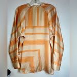 Mango  MNG Satin Print Blouse Tunic Orange‎ Oversized Long Sleeve Imported Size 6 Photo 9