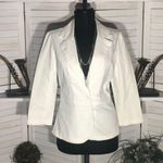 Apostrophe Embroidered Blazer Button Front Cotton Blend Cream Off White sz 2 Photo 4
