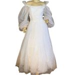 ALFRED BOSAND VINTAGE 1980'S WHITE & GOLD GLITTER DOTS BALL GOWN (M) Size M Photo 0