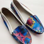 Mr & Mrs Yuo • Leather Floral Loafer Flats Blue Size 6 Photo 0