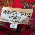 Andrea Gayle Petites Vintage 90s Red Eclectic Paisley Floral Secretary Dress Size 12 Photo 5