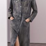 ZARA DENIM JEAN SHIRT BUTTON DOWN LONG SLEEVE MIDI DRESS – ZW COLLECTION XS NEW Photo 1