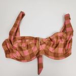 l*space L* Camellia Bikini Top in Gingham Plaid Pink Brown Size D NWT Underwire Photo 2