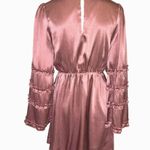 Peach Love California Satin Ruffle A-Line Mini Dress Mauve Pink Size Large NWT Photo 1