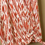 Joie Soft  Ruched Aztec Tribal Sleeveless Racerback Dress Orange White Small Photo 4