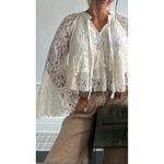 ASTR the Label Tiered Bell Sleeve Lace Top in Buttercream Size X-Small Photo 1