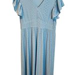 Market & Spruce Enara Knit Eyelet Dress Large Blue Flutter Sleeve NWOT Photo 1