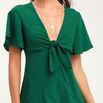 Lulus Green Tie-Front Ruffled Skater Mini Dress Photo 0
