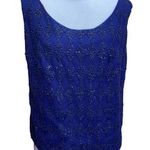 Handmade Beaded Sequin Diamond Tank Top Blouse Blue Size L Photo 0