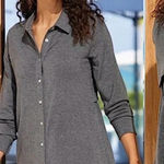 Soft Surroundings Soft‎ Surroundings Top Women Small Gray Cool Breeze Jersey Knit Shirt Button Up Photo 0