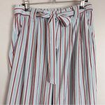 ICHI Pants Wide Leg Blue Striped Tie Belt Cropped Viscose Nylon EU Size 38 Beach Size M Photo 4