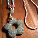 Green Starfish Lava Stone and White and Blue Howlite Necklace Photo 2