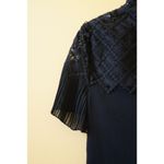 Sandro Lace Crochet Pleated Crepe Dress Shirt Top Black Size 1 Small Photo 2