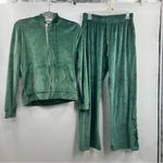 PINK - Victoria's Secret Pink by Victoria's Secret Green Velour Track Suit Pants Hoodie Sz S Small Photo 0