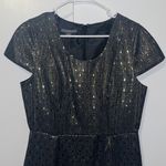 Covington Midi Dress w Cap Sleeve Sheath Metallic Gold Square Evening Women’s 12 Photo 1