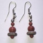Sunstone Sandstone Look Shimmer Beaded Boho Dangle Earrings Red Photo 2