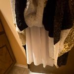 La Femme  white, gold, & black striped sequin open back one shoulder gown Photo 5