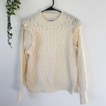 FRNCH  Paris Valeria Ruffle Shoulder Pointelle Sweater Sz M Photo 0
