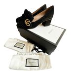 Gucci GG Marmont Fringe Block Heel Pumps Black Suede 39 Photo 0
