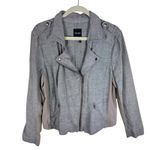 Nic+Zoe Gray Tan Lightweight Full Zip Linen Cotton Blend Bomber Jacket Size L Photo 1