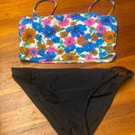 California Waves  Blue and Pink Bikini with Floral Spaghetti Strap black … Photo 0