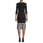 Yigal Azrouel Floral Embroidery Ribbed Knit Midi Dress Black Womens Size Small Photo 2