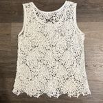 Loft  Croqueted Knit Floral White Women’s Sleeveless Tank Top Small Photo 1