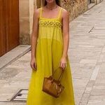 MAISON MARGIELA Yellow Lace Eyelet Trim Open Waist Oversized Dress size 10 Photo 9