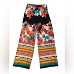 ECI  Floral and‎ Striped Wide-Leg Pants - Black, Red, Orange, Green Photo 7