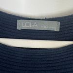 LOLA Navy Blue Ribbed Knit Long Sleeve Longline Tunic w/ Slight Boatneck Sweater Size M Photo 5