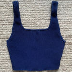 Babaton Aritzia Sculpt Knit Squareneck Crop Top Blue Size Small Photo 0