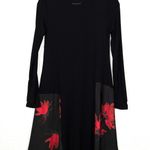 Desigual NWT Black Floral Peaks Swing Long Sleeve Dress Size XS Photo 8