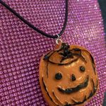 Kawaii Orange Pumpkin Black Necklace Fall Fashion Halloween Costume Emo Gothic Photo 3