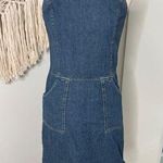 Ann Taylor Vintage 90s Jeans Denim Mini Dress Apron Pockets Contrast Stitching 4 Photo 0