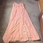 David's Bridal David’s Bridal Cowl Peach Pink Chiffon Maxi Dress SIZE 14 Photo 0