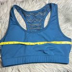Zyia  Active Classic Navy Bomber Sport Bra Blue Green Lace Racerback Sz Photo 5