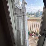 Altar'd State Altar’d State White Plaid Maxi S Dress Ruffle Straps tie sleeves desc milkmaid Photo 2