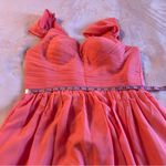 NWOT peach off shoulder prom dress spaghetti strap lace up back size L Pink Size L Photo 7