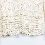 CELINA YANG DESIGNS Cream Knit Lace Long Sleeves Ramie Cotton Blend Top Medium Photo 6