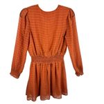NSR Orange Plaid Long Sleeve Smocked Waist Lined Lightweight Mini Dress Size M Size M Photo 1