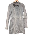 Free People  Thea Blue Denim Long Bell Sleeve Mini Dress Size Small Photo 2
