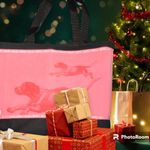 Doggy Beach Bag Black Canvas with Coral Running Dog motif NEW Photo 6