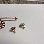 Vintage Gold Tone Enamel Safety Pin Brooch & Clip On Clip Photo 6