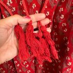 Free People  Cherry Red Boho Lace Nomad Child Mini Peasant Dress Medium Photo 4